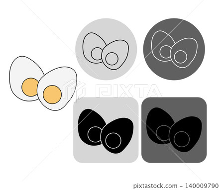 Boiled chicken eggs. Egg logotype hand drawn illustration. Vector graphic line art. organic healthy natural food with protein and vitamins, chicken eggshell with yellow yolks Boiled chicken eggs. Egg logotype hand drawn illustration. Vector graphic line art. organic healthy natural food with protein and vitamins, chicken eggshell with yellow yolks 140009790