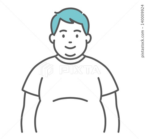 An illustration of the upper body of an overweight (chubby) man (front view, normal pose). An illustration of the upper body of an overweight (chubby) man (front view, normal pose). 140009924