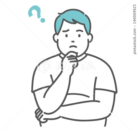 An illustration of an overweight (chubby) man in a pose expressing doubt or concern. An illustration of an overweight (chubby) man in a pose expressing doubt or concern. 140009925