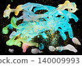 Abstract Colorful Explosion on Black Background Vibrant Artistic Expression Concept 140009993