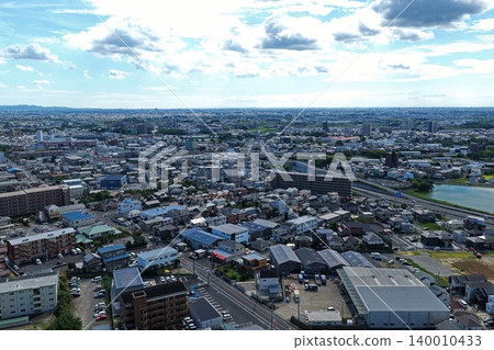 Aerial photograph overlooking the urban and residential areas of Toyota City, Aichi Prefecture. Aerial photograph overlooking the urban and residential areas of Toyota City, Aichi Prefecture. 140010433