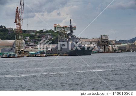 A Japanese Self-Defense Forces ship under construction in Nagasaki. A Japanese Self-Defense Forces ship under construction in Nagasaki. 140010508