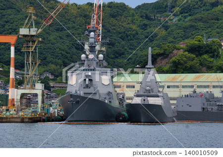 A Japanese Self-Defense Forces ship under construction in Nagasaki. A Japanese Self-Defense Forces ship under construction in Nagasaki. 140010509