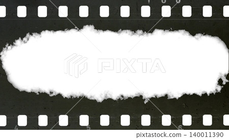 Damage to an old celluloid film strip. Tearing. Burning. Transition. Glitches. Overlay. Damage to an old celluloid film strip. Tearing. Burning. Transition. Glitches. Overlay. 140011390