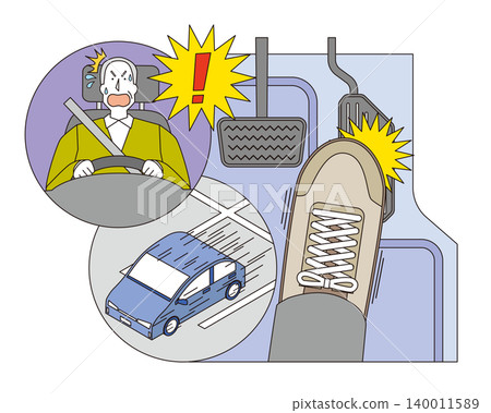 一位老人把煞車踏板誤當成了油門踏板。 一位老人把煞車踏板誤當成了油門踏板。 140011589