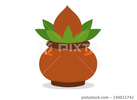 image of a kalash pot with leaves. image of a kalash pot with leaves. 140011742