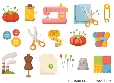 A collection of sewing tools and accessories for creative projects. A collection of sewing tools and accessories for creative projects. 140011746