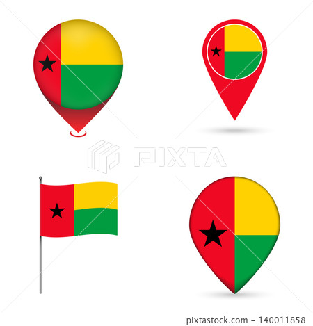 Guinea Bissau Flag Map Pin Icons Set Collection. Guinea Bissau Flag Map Pin Icons Set Collection. 140011858