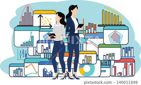 Illustration of a businesswoman thinking about business strategies Illustration of a businesswoman thinking about business strategies 140011899