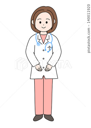Cute illustration of a young female doctor 140011920