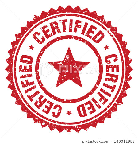 certified red grunge round stamp. certified stamp 140011995