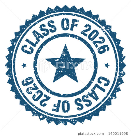 class of 2026 blue grunge round stamp. class of 2026 stamp 140011998