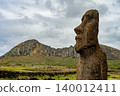 Easter Island and Moai Statues with Mountains in Focus 001 140012411