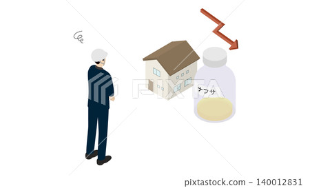 An illustration illustrating the decline in the housing construction market due to naphtha shortages. An illustration illustrating the decline in the housing construction market due to naphtha shortages. 140012831