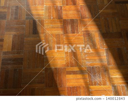 Sunlight Shadow On Old Mosaic Wood Parquet Flooring Sunlight Shadow On Old Mosaic Wood Parquet Flooring 140012843