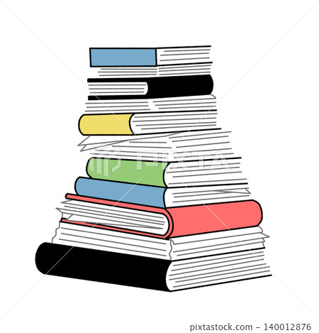 A colorful flat design illustration of a mountain piled haphazardly with a large number of documents, files, and books related to work or studies. A colorful flat design illustration of a mountain piled haphazardly with a large number of documents, files, and books related to work or studies. 140012876