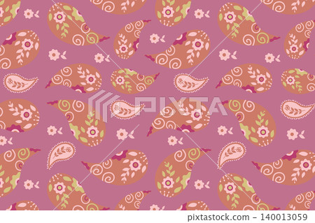Pink Paisley seamless pattern, vector eps Pink Paisley seamless pattern, vector eps 140013059
