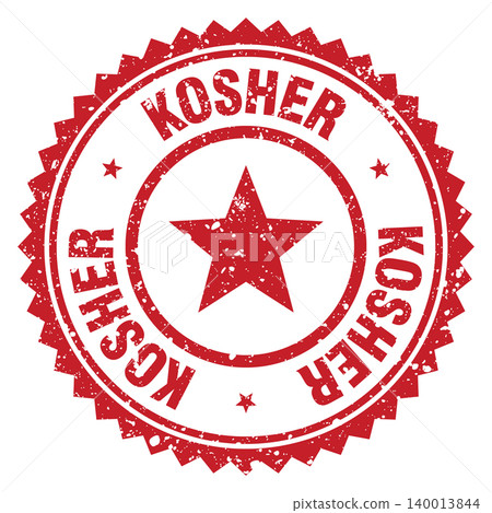 kosher red grunge round stamp. kosher stamp 140013844