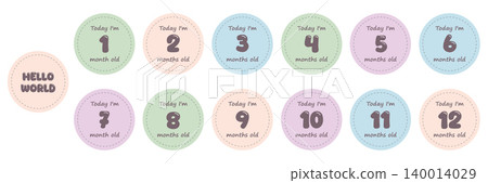 baby months paper tag set with numbers vector illustration 140014029