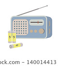 Illustration of a portable radio and batteries 140014413