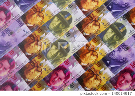Switzerland, Swiss franc paper money and coins, financing and commodity exchange. Swiss currency Switzerland, Swiss franc paper money and coins, financing and commodity exchange. Swiss currency 140014917
