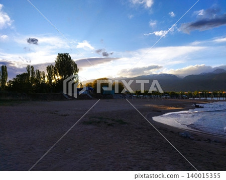 Sunset over Lake Issyk-Kul Sunset over Lake Issyk-Kul 140015355