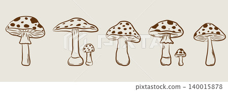 A set of hand-drawn wild mushroom icons 140015878