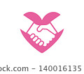 Heart and handshake: Icon symbolizing love and connection (vector illustration) 140016135