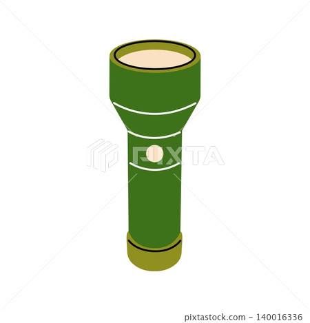 Green pocket flashlight vector flat illustration isolated on white background 140016336