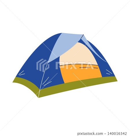 Blue and orange camping tent vector flat illustration isolated on white background Blue and orange camping tent vector flat illustration isolated on white background 140016342