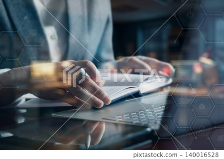 Engaging in deep work at desk 140016528