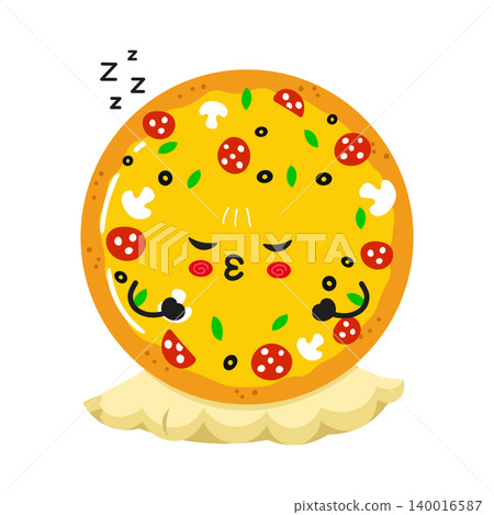 Sleepy pizza character with pillow Sleepy pizza character with pillow 140016587