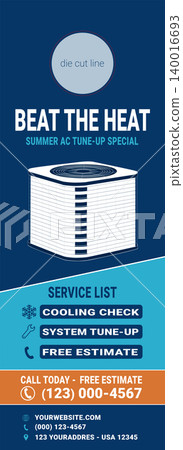 HVAC summer cooling door hanger template for AC service marketing and advertising 140016693