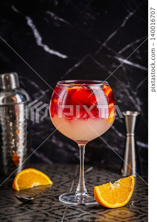 Glass of red wine spanish cocktail Glass of red wine spanish cocktail 140016707