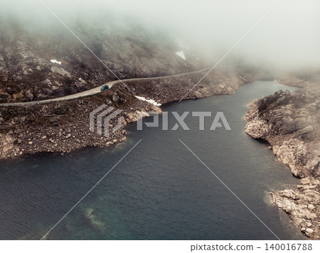 Road and lake in mountains Norway 140016788
