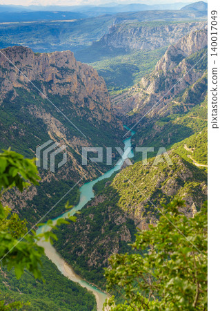 Mountain landscape with river canyon. Verdon Gorge in Provence France. Mountain landscape with river canyon. Verdon Gorge in Provence France. 140017049