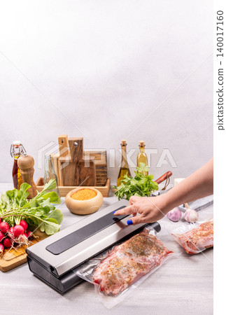 Vacuum sealing marinated meat for food preservation 140017160