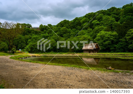 Shirakawa-go: Gassho-zukuri houses floating on rice paddies 140017393