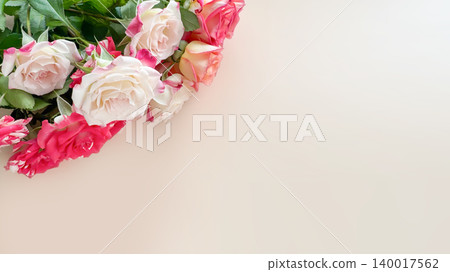Beautiful Pink Rose Bouquet on Soft Background with Copy Space Beautiful Pink Rose Bouquet on Soft Background with Copy Space 140017562