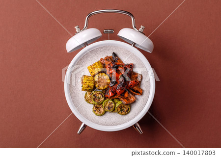 Vegetables such as corn, bell peppers, zucchini, and grilled mushrooms. Grilled vegetables Vegetables such as corn, bell peppers, zucchini, and grilled mushrooms. Grilled vegetables 140017803