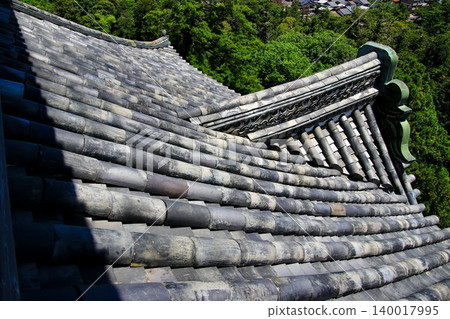 The roof tiles of Matsue Castle, a national treasure and famous castle in Izumo Province, also known as Chidori Castle. The roof tiles of Matsue Castle, a national treasure and famous castle in Izumo Province, also known as Chidori Castle. 140017995