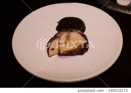 Gourmet Scallop with Dark Sauce on White Plate Gourmet Scallop with Dark Sauce on White Plate 140018175