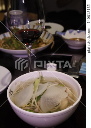 Soup and Wine Glass Close-up Soup and Wine Glass Close-up 140018185