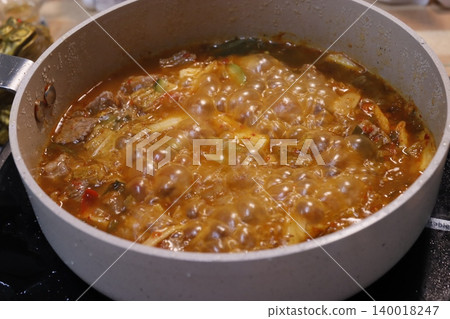 Bubbling Pot of Spicy Stew Bubbling Pot of Spicy Stew 140018247