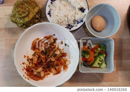 Korean Meal with Rice, Kimchi, and Vegetables Korean Meal with Rice, Kimchi, and Vegetables 140018268