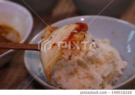Kimchi Rice Spoonful Close-up 140018288