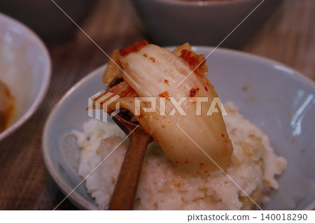 Kimchi on Rice Close-Up Kimchi on Rice Close-Up 140018290