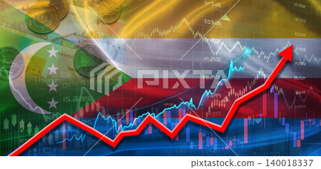 Comoros financial growth on market graph. Comoros economic growth on financial graph background 140018337