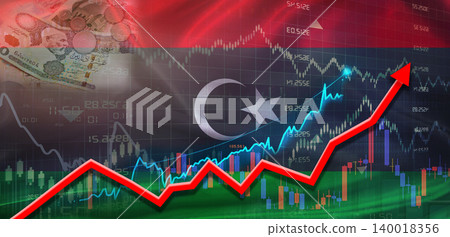 Libya financial growth on market graph. Libya economic growth on financial graph background Libya financial growth on market graph. Libya economic growth on financial graph background 140018356