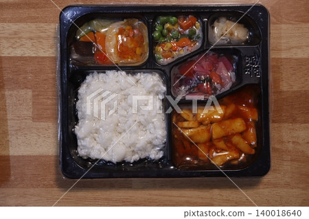 Korean Bento Box Meal with Rice and Side Dishes 140018640